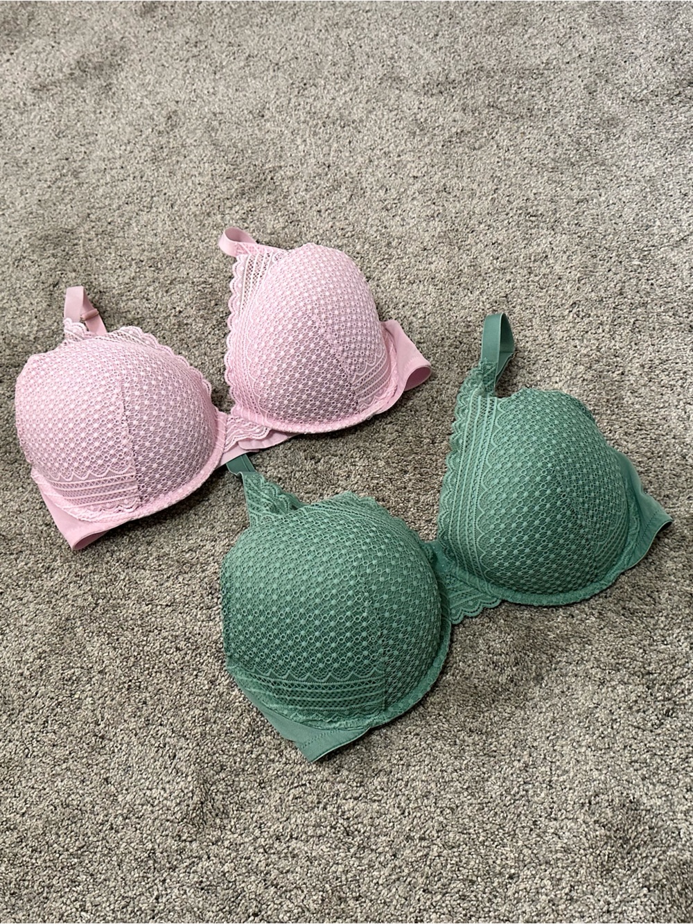 Auden | Bundle of 2 Lace Plunge Coverage Push Up Bras, Size 40D